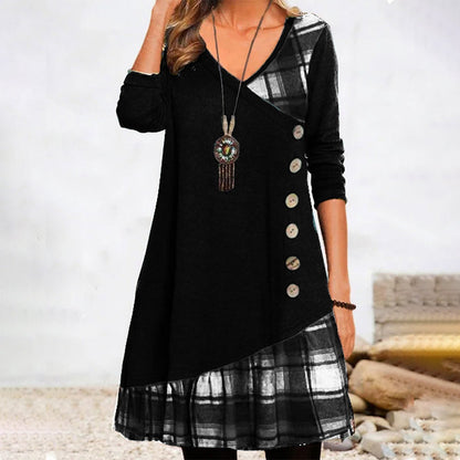 JO | Long sleeve plaid midi dress