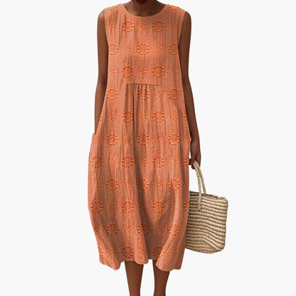 JO | Women's sleeveless summer midi dress with side pockets