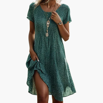 JO | Women's boho midi dress with pockets and short sleeves