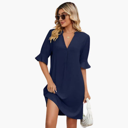 JO | Women's midi dress with V-neck and half sleeves for summer