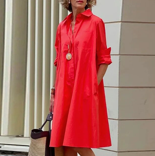 JO | Plain-colored shirt dress for women
