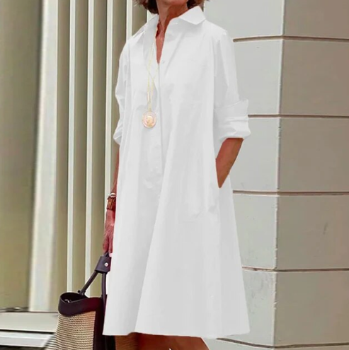 JO | Plain-colored shirt dress for women