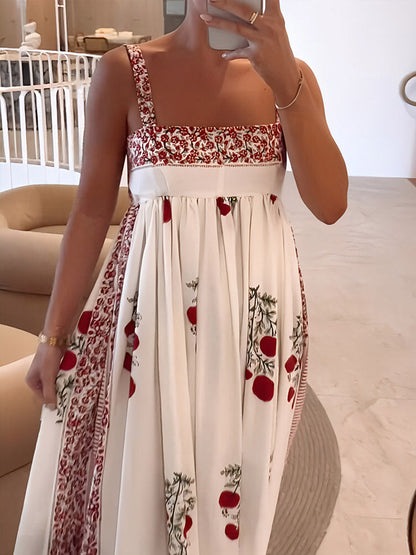JO | Maxi dress with square neckline and floral print