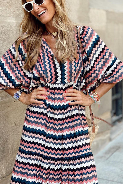 JO | Midi dress with puff sleeves