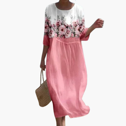 JO | Women's floral midi dress with 3/4 sleeves for summer