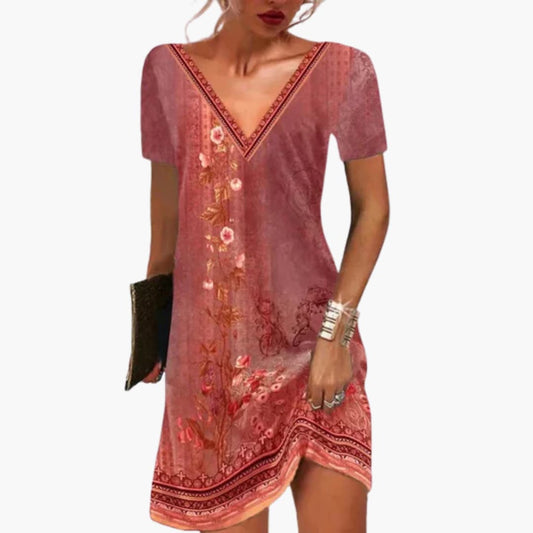 JO | Women's viscose mini dress with V-neck and floral print