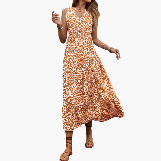 JO | Women's sleeveless summer midi dress with floral print