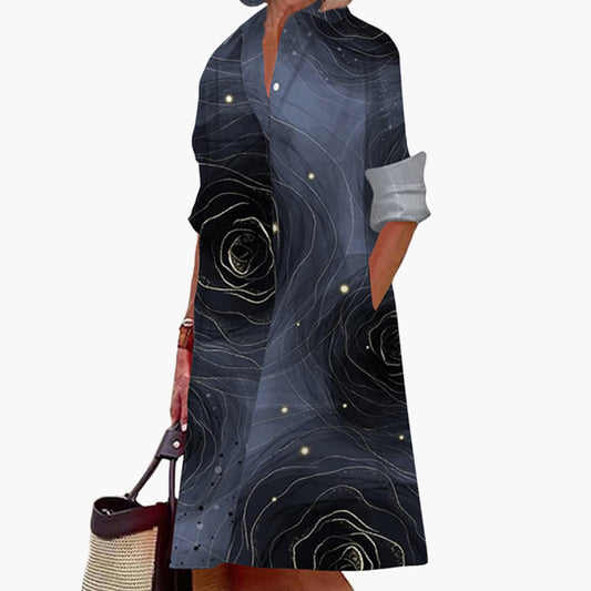 JO | Women's midi dress with long sleeves and shirt collar