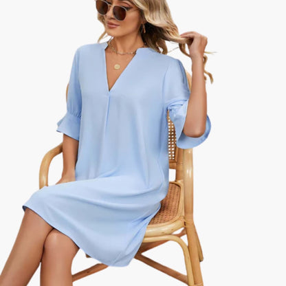 JO | Women's midi dress with V-neck and half sleeves for summer
