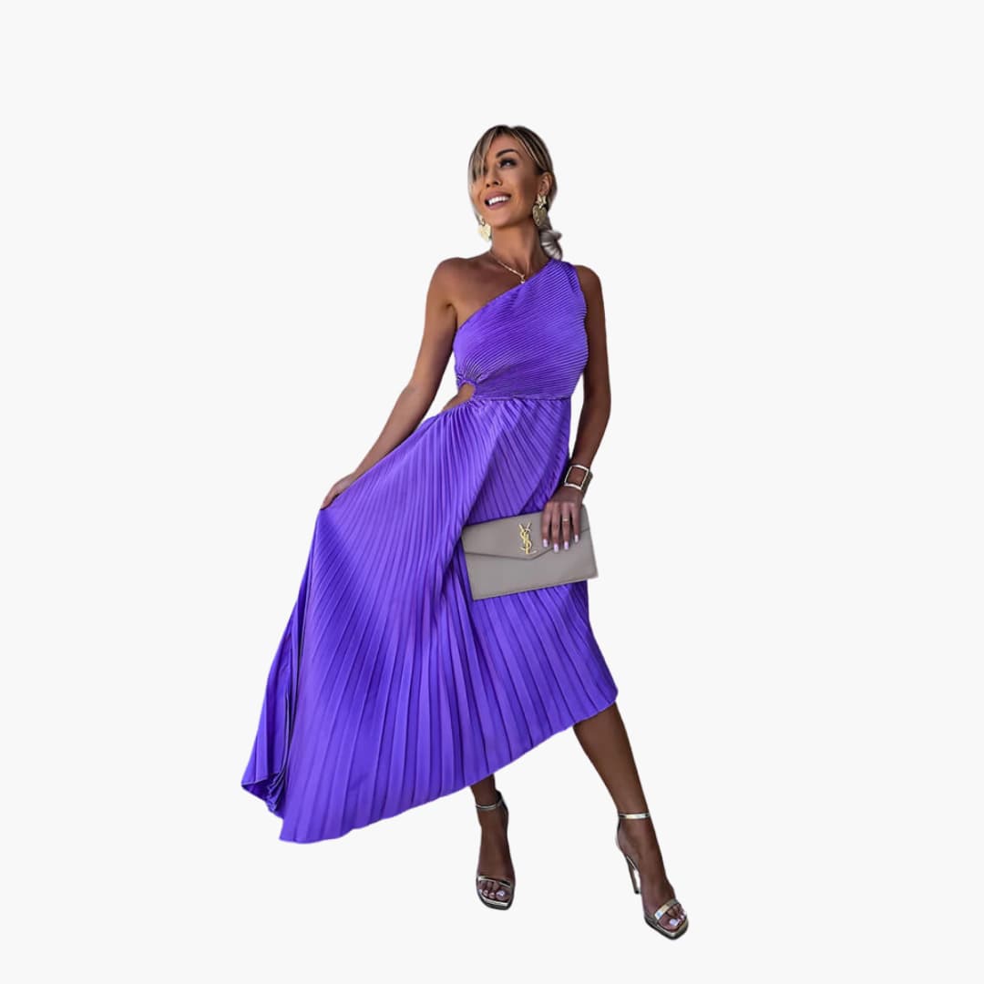 JO | Women's midi dress with one shoulder and asymmetric hem