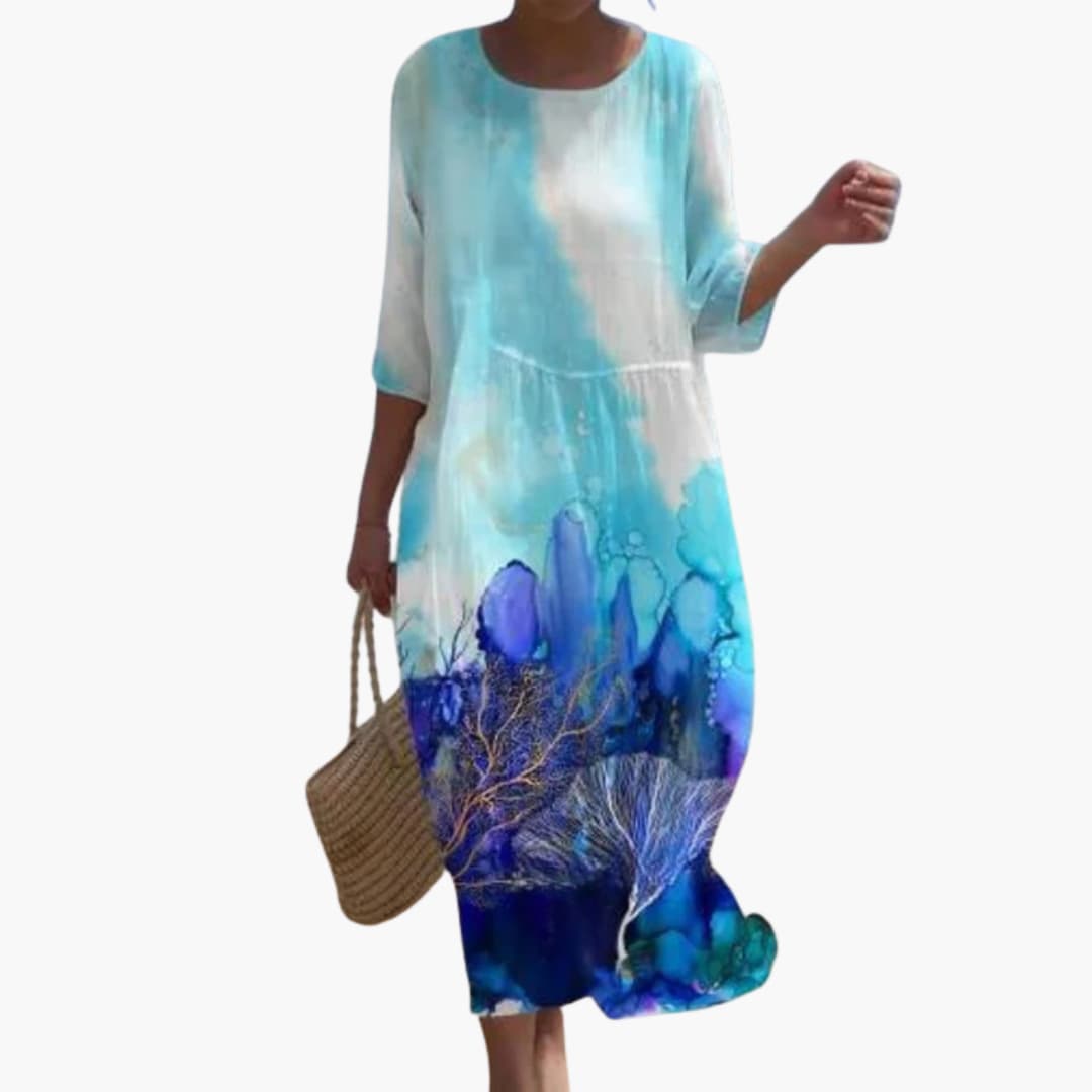 JO | Women's floral midi dress with 3/4 sleeves for summer