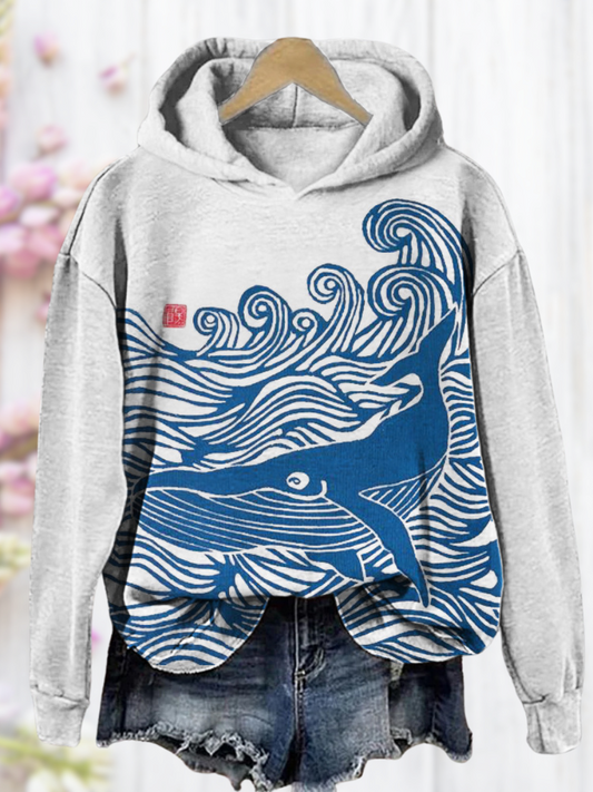 JO | Fashionable sweater with wave and whale pattern