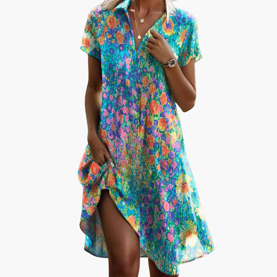 JO | Women's boho midi dress with pockets and short sleeves