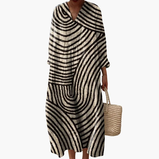 JO | Women's short-sleeved midi dress with graphic pattern