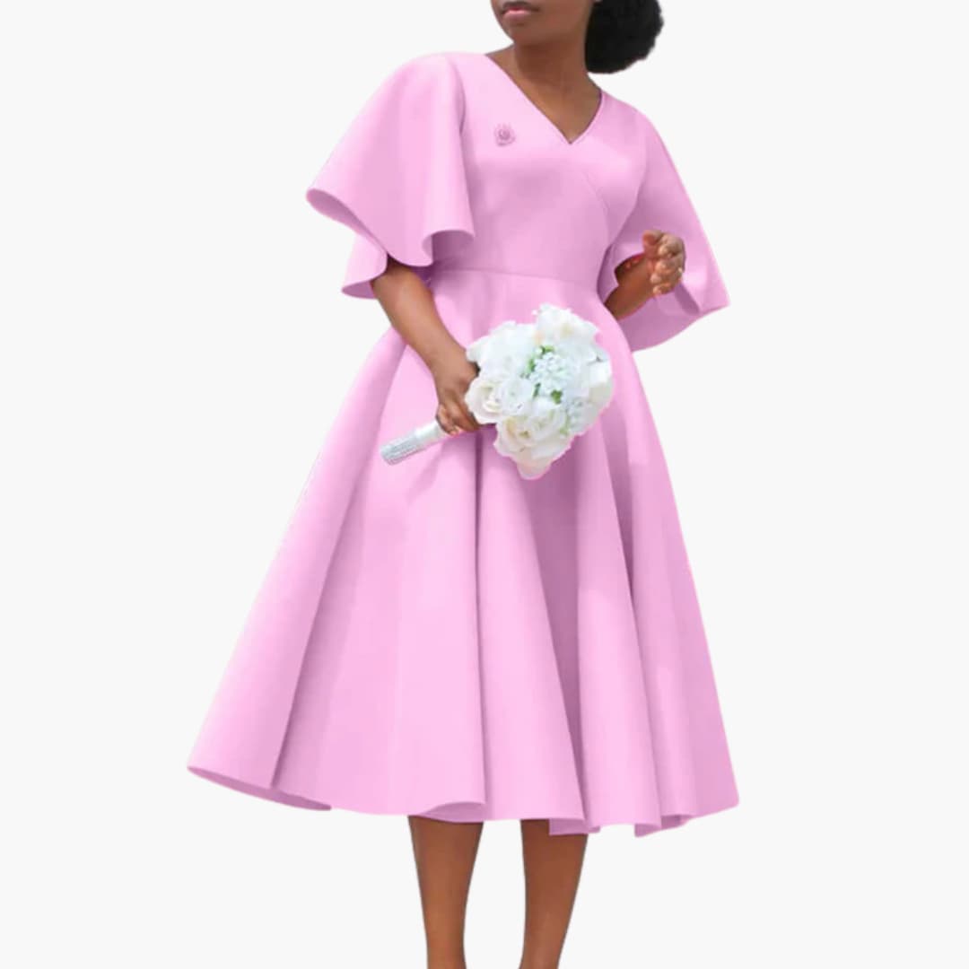 JO | Women's summer midi dress with pockets and short sleeves