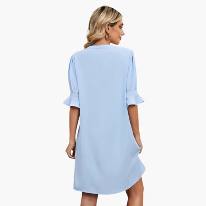 JO | Women's midi dress with V-neck and half sleeves for summer