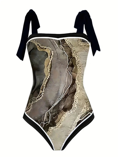 JO | Elegant swimsuit & skirt with marble print in one piece