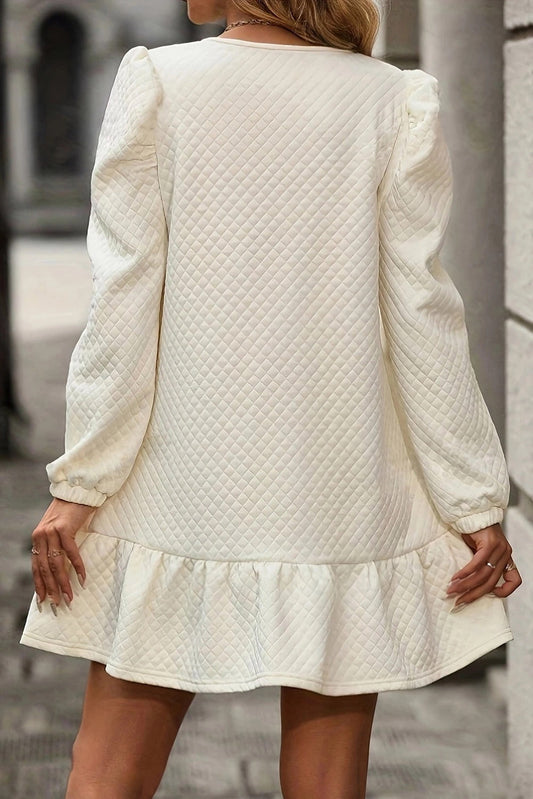 JO | White structured mini dress with ruffled hem