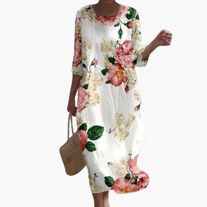 JO | Women's floral midi dress with 3/4 sleeves for summer