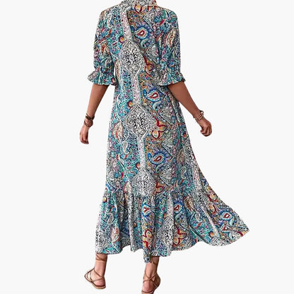 JO | Women's boho midi dress with half sleeves and paisley print