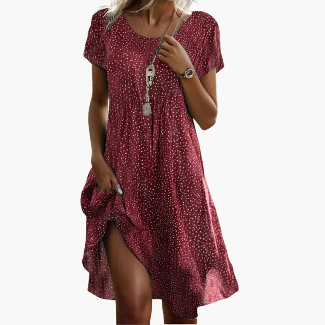 JO | Women's boho midi dress with pockets and short sleeves