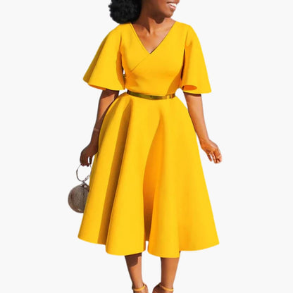 JO | Women's summer midi dress with pockets and short sleeves