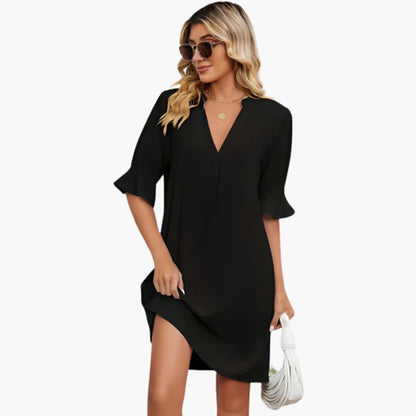 JO | Women's midi dress with V-neck and half sleeves for summer