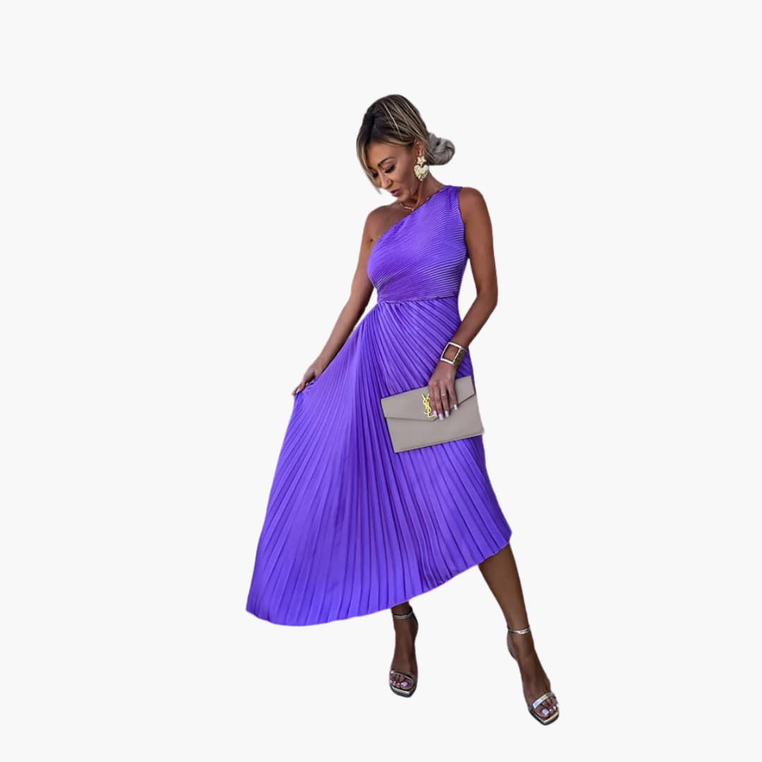 JO | Women's midi dress with one shoulder and asymmetric hem