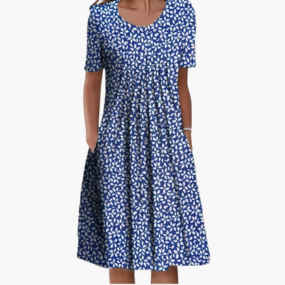 JO | Women's summer midi dress with floral print and short sleeves