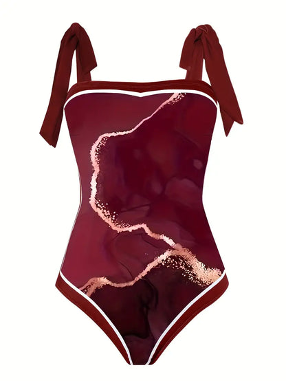 JO | Elegant swimsuit & skirt with marble print in one piece