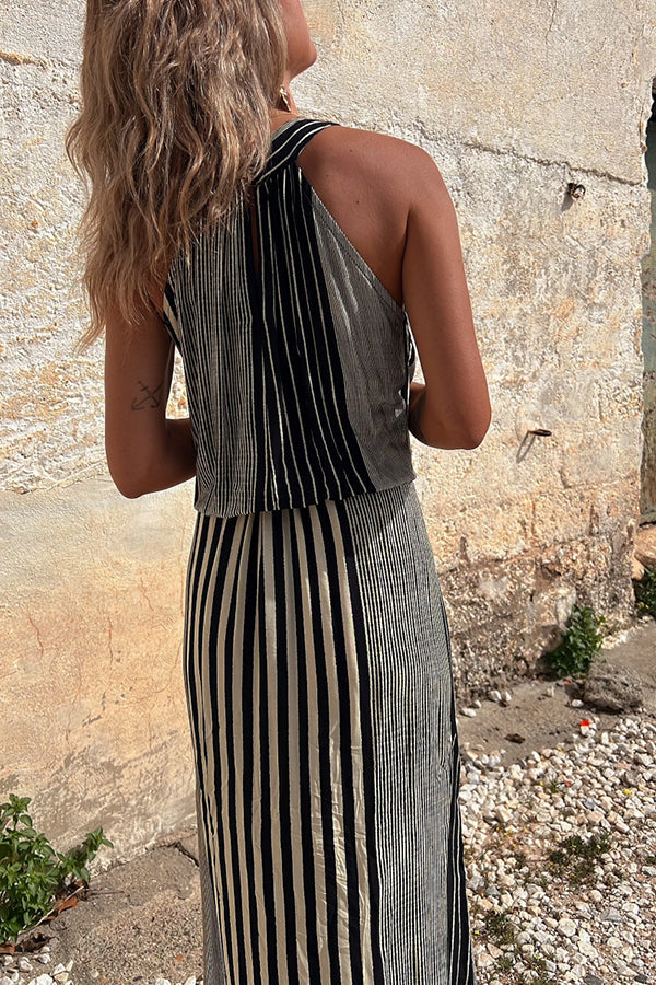 JO | One More Chance Striped midi dress with adjustable waist