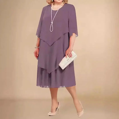 JO | MIDI DRESS WITH LAYERED HEM.