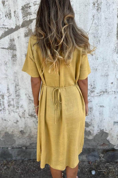 JO | Bohemian Print Linen Loose Midi Dress