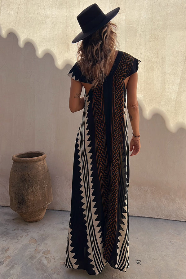 JO | Beach dates Ethno print maxi dress in A-line