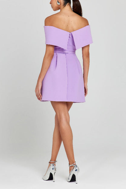 JO | Elegant Evening Lapel Bandeau Detachable Belt Pocketed Mini Dress