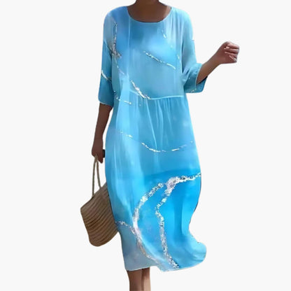 JO | Women's floral midi dress with 3/4 sleeves for summer