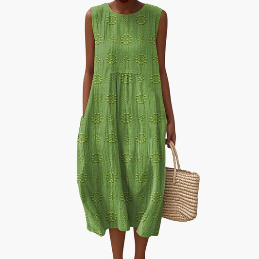 JO | Women's sleeveless summer midi dress with side pockets