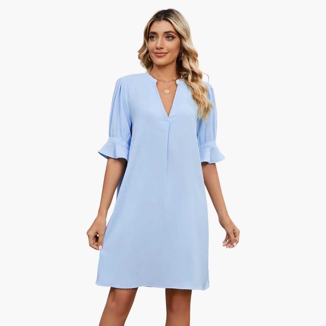 JO | Women's midi dress with V-neck and half sleeves for summer
