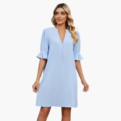 JO | Women's midi dress with V-neck and half sleeves for summer