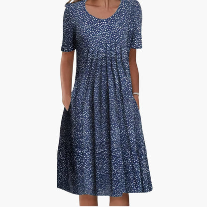 JO | Women's summer midi dress with floral print and short sleeves