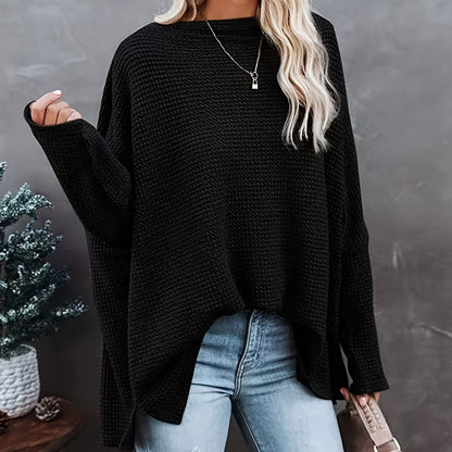 JO | Casual off-the-shoulder long-sleeved knitted sweater, oversized