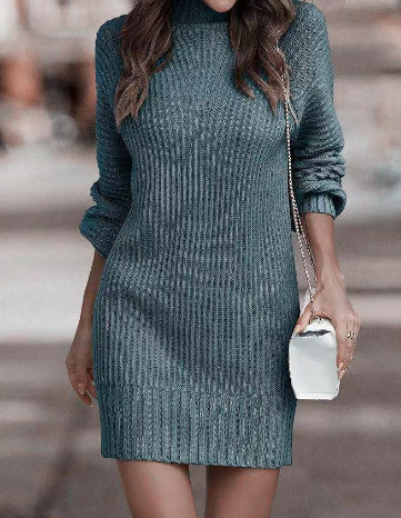 JO | long-sleeved casual mini dress with high collar