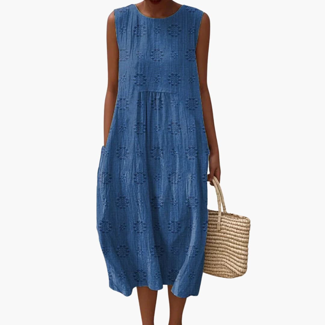 JO | Women's sleeveless summer midi dress with side pockets