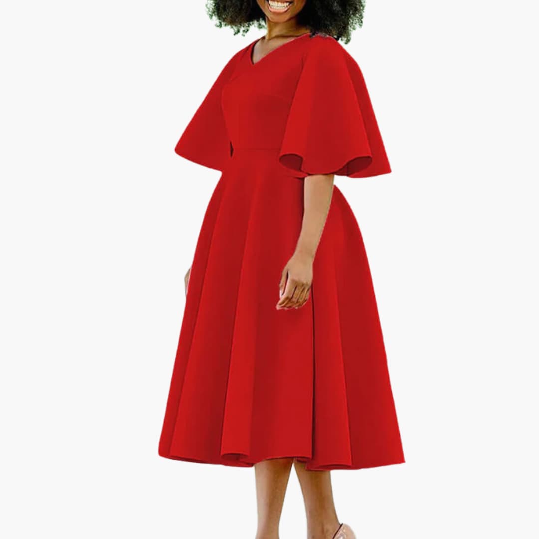 JO | Women's summer midi dress with pockets and short sleeves