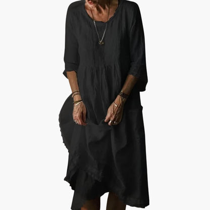 JO | Women's summer midi dress with 3/4 sleeves and pleats