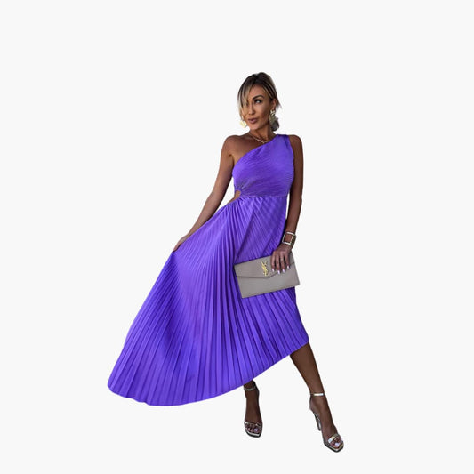 JO | Women's midi dress with one shoulder and asymmetric hem