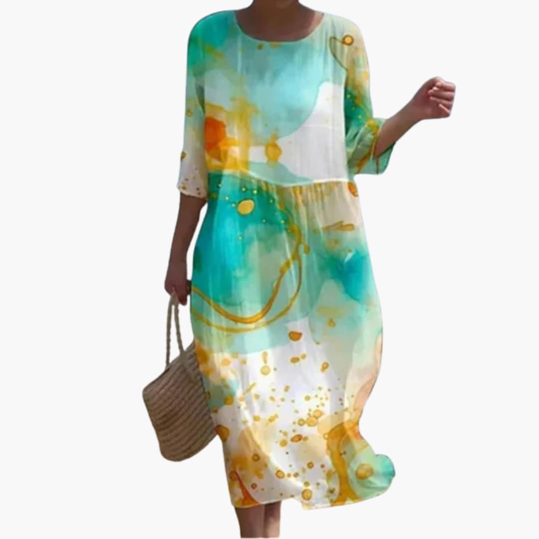 JO | Women's floral midi dress with 3/4 sleeves for summer