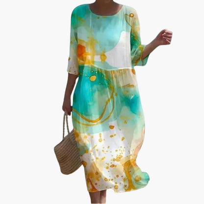 JO | Women's floral midi dress with 3/4 sleeves for summer
