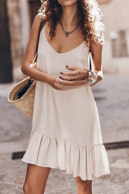 JO | Cotton-linen blend Flowing A-line mini dress