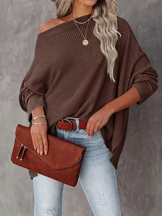 JO | Casual off-the-shoulder long-sleeved knitted sweater, oversized